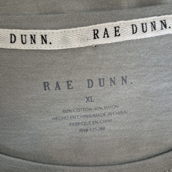 Rae Dunn "Think Happy" Sage Green Short Sleeve Cotton Blend Tee NWT - Size XL - Picture 6 of 8